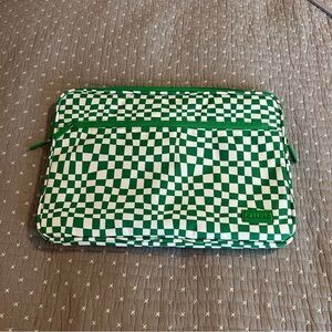 Calpak Green and White Checkered Laptop Sleeve - Like New!